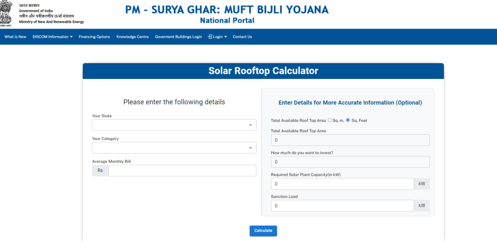 Solar Rooftop Calculator