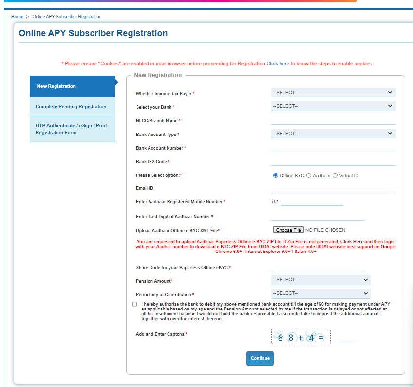 Atal Pension Scheme Apply