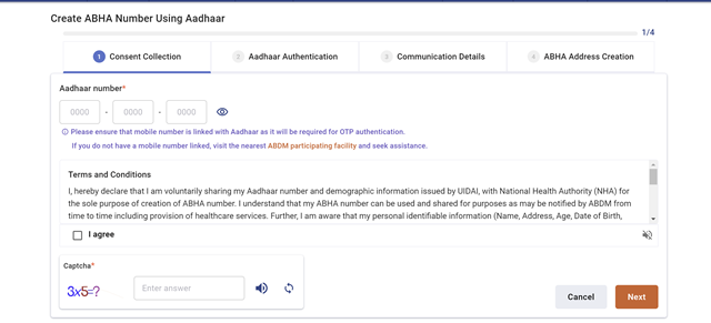 Create ABHA Number using Aadhaar